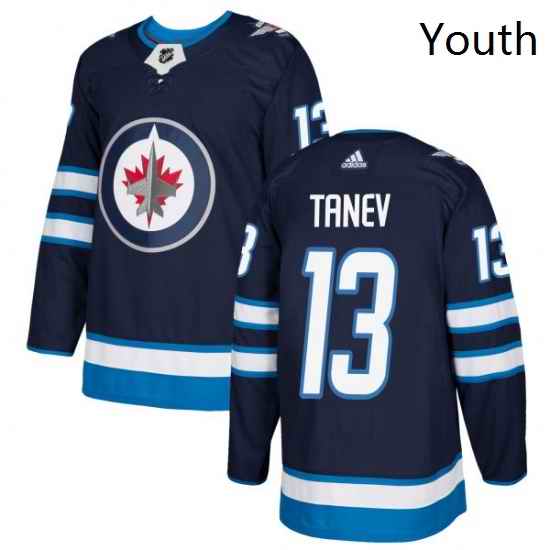 Youth Adidas Winnipeg Jets 13 Brandon Tanev Premier Navy Blue Home NHL Jersey